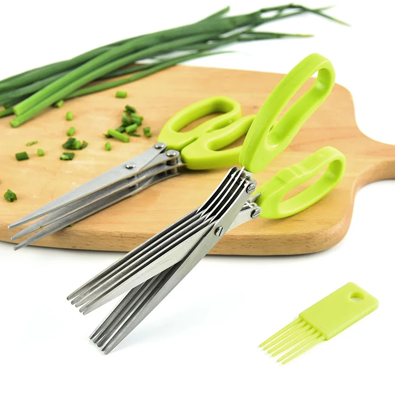 Kitchen Gadgets Green - Кухонные многофункциональные трехслойные/пятислойные ножницы для зеленого